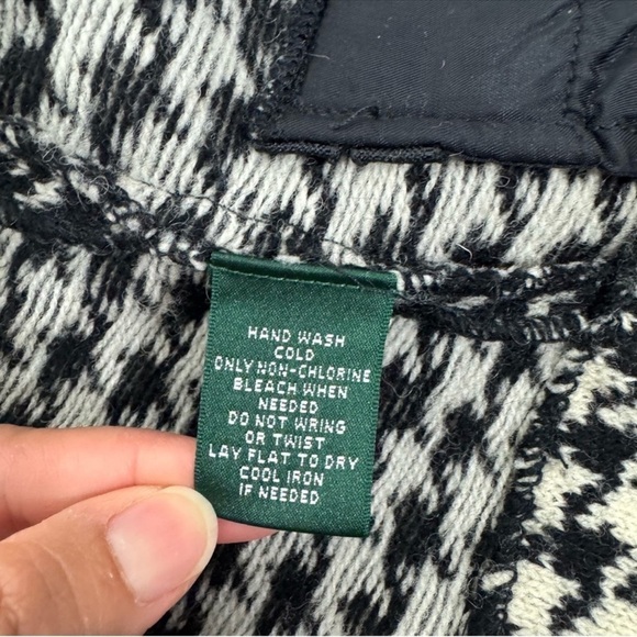 Lauren Ralph Lauren Black White Houndstooth Lambswool Moto Jacket Size M - Picture 6 of 12